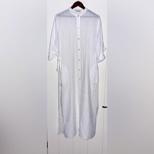 Robin Piccone‎ Michelle Mandarin Cover Up Caftan Midi Swim Dress Women L Beach